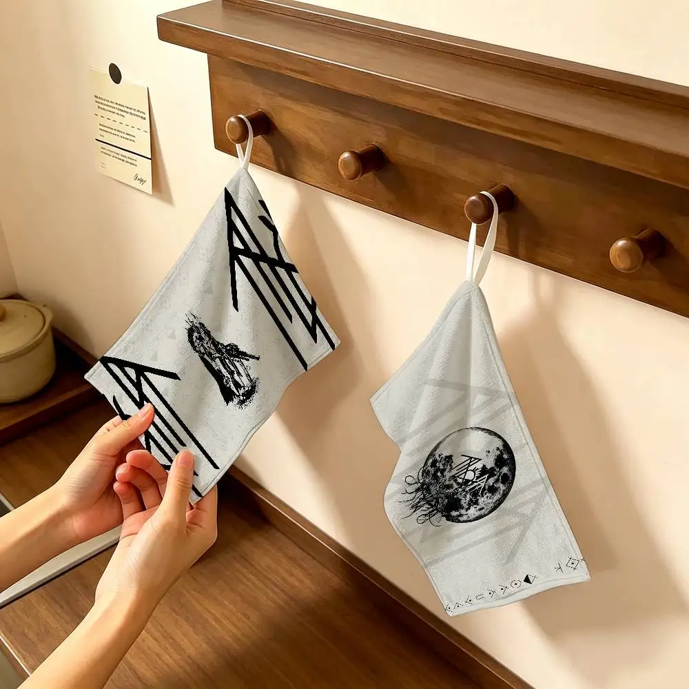 Sleep Rock Band T-Tokens Anime Soft Polyester Cotton Towel, Hanging Kitchen Style Hand Wiping Cloth for Restaurant Home
