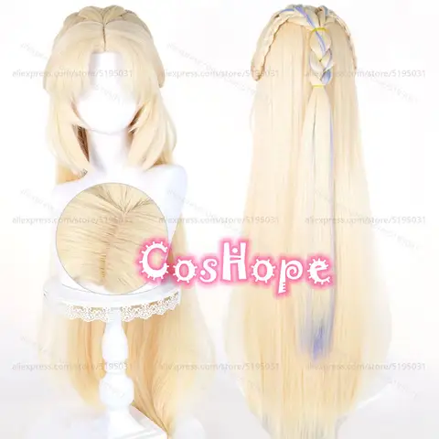 Nicole Reeyn Cosplay Wig 100cm Warm Golden Blue Mixed Wig Heat Resistant Synthetic Wigs for Halloween Carnival Party Costume