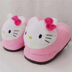 Sanrio Hello Kitty Big Head Pluche Slippers Winter Cartoon Y 2K Katoenen Schoenen Pluche Schoenen Student Slaapzaal Tas Voeten Katoenen Schoenen