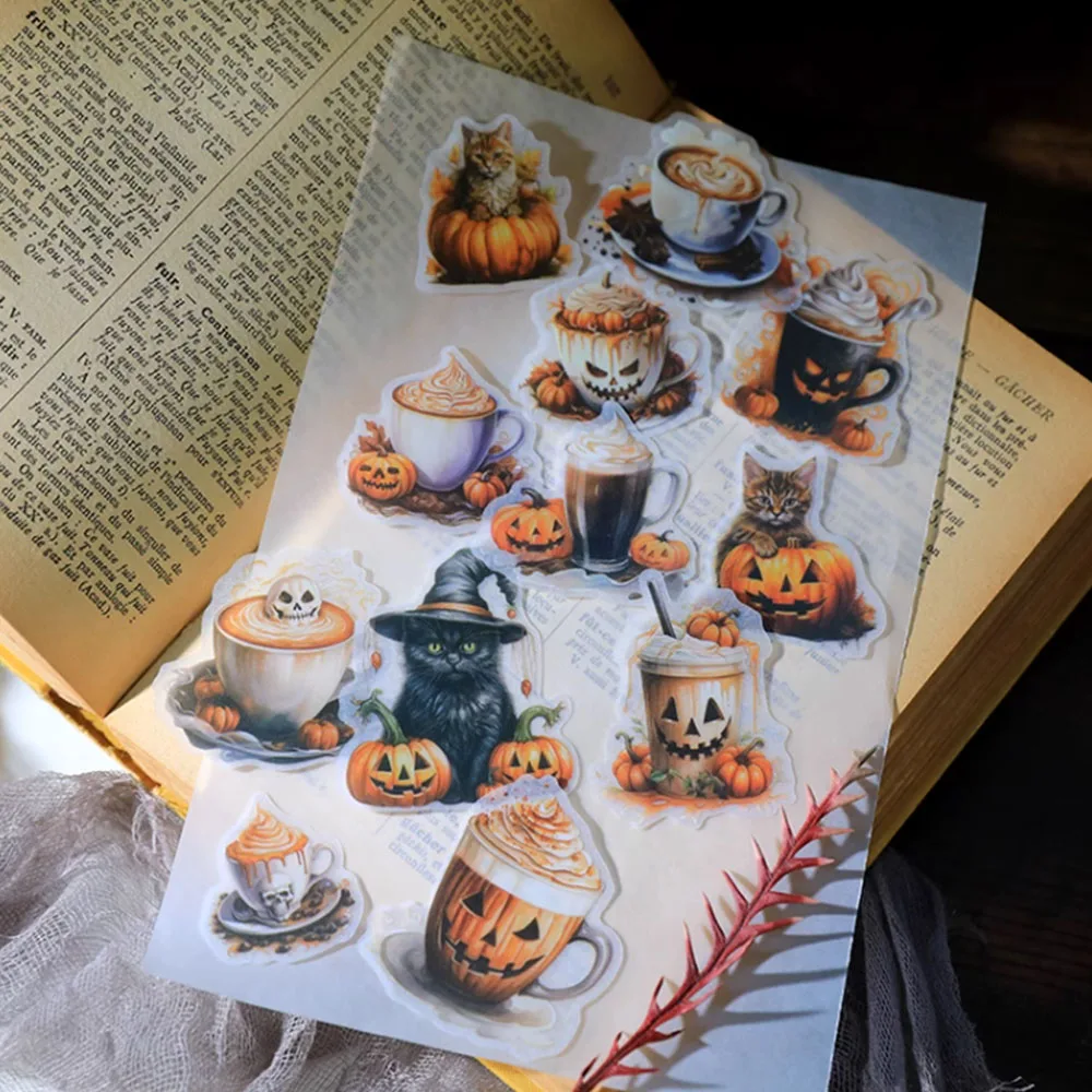 KSCRAFT 50pcs Halloween Vellum Paper Stickers for Scrapbooking Happy Planner/Card Making/Journaling