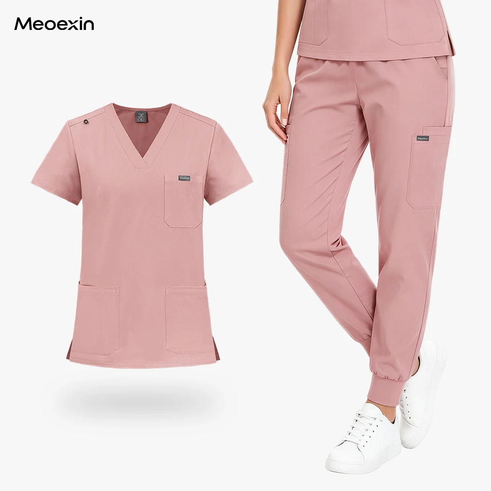 Elastic Scrubs Surgical Uniforms Men Women Work Wear Anti-wrinkle Scrub Pet Vet T-shirt Pants Medical Uniform Soft Nurse Clothes
