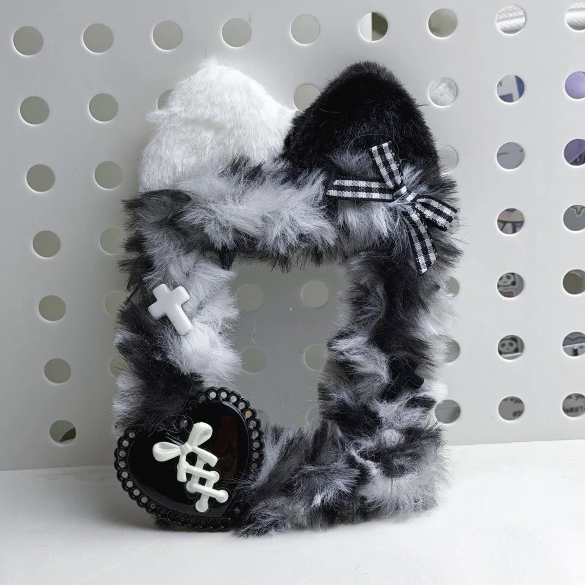 3 inches card holder vat ear gothic style black grey bow heart Lolita Style idol photo display ita bag accessories DIY
