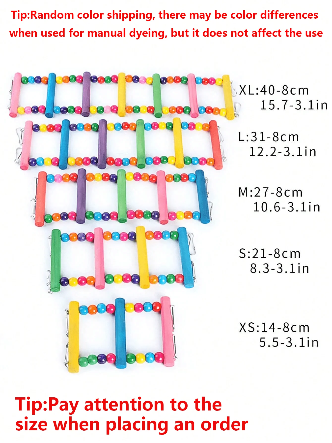 1 Piece of Randomly Colored Hand-Dyed Colorful Bead-Decorated Ladder Design Parrot Toy, Suitable for Birds to Climb and Play, Swing, Bird Cage Accessories and Supplies