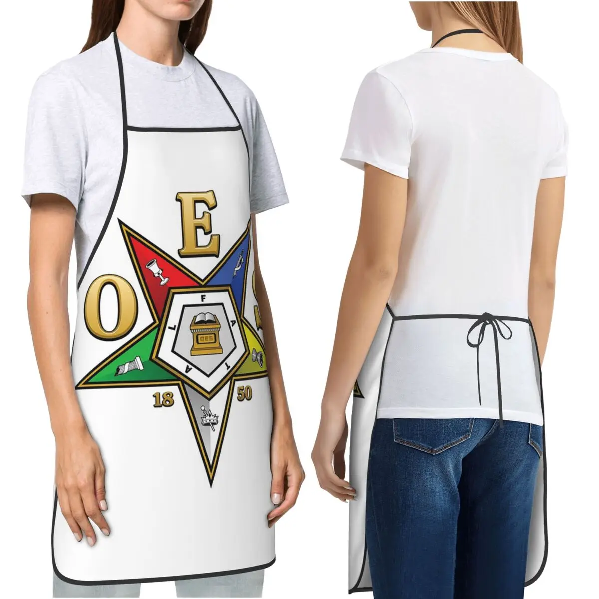 Oes Order Of The Eastern Star Aprons Chef Cooking Baking Tablier Bib Kitchen Cleaning Pinafore for Women Men Painting