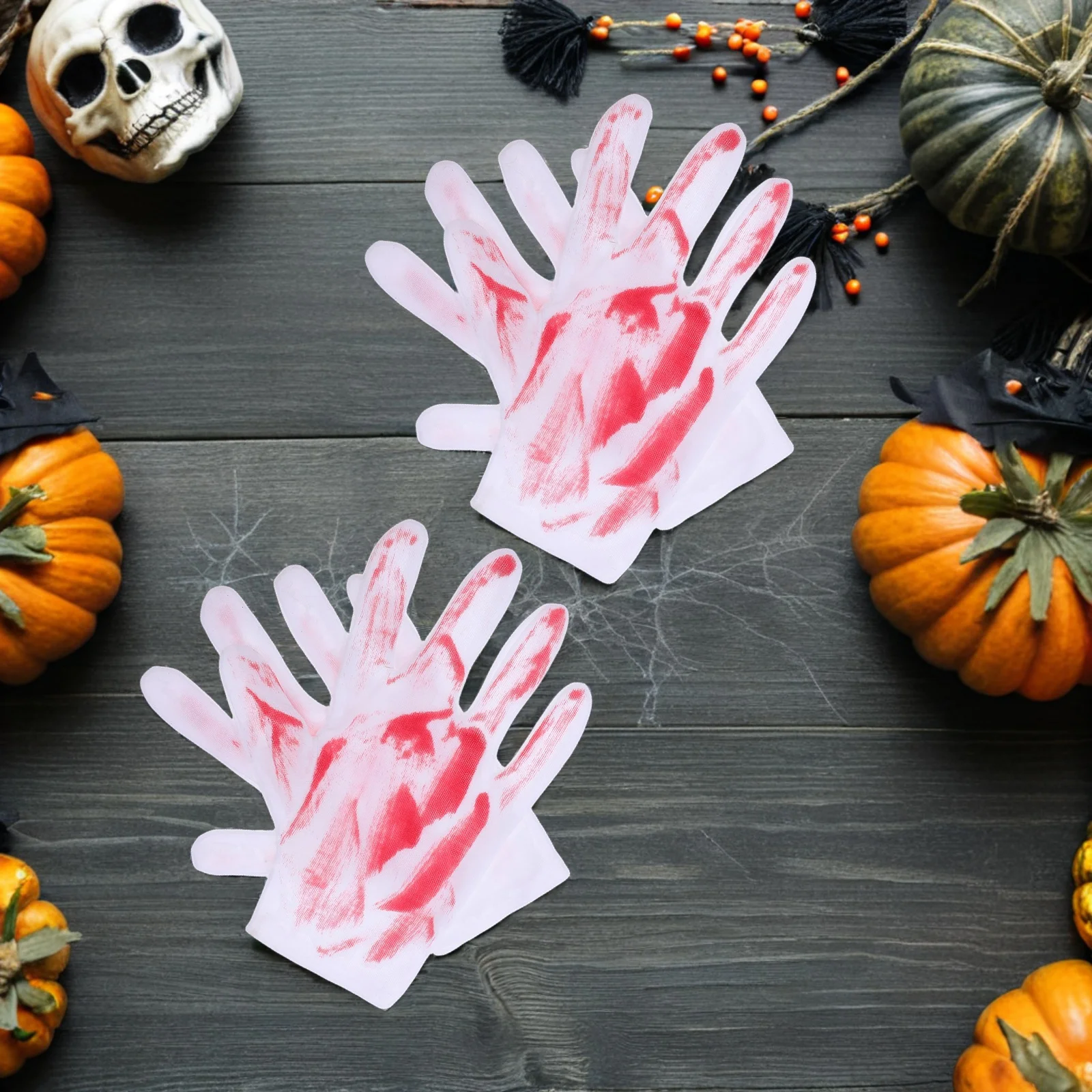 2Pairs Blutige Handschuhe Prop Halloween Tricky Ornament Spukhaus Dekor Party Bar Ktv Blutige Handschuhe Dekoration Horror Atmosphäre