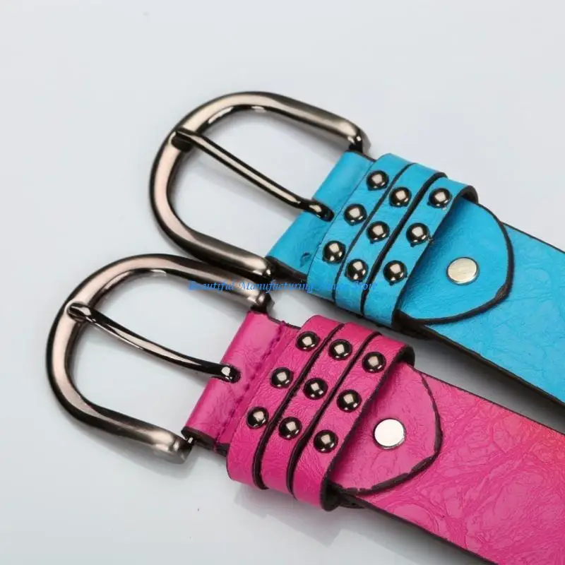 

E56A Jeans Belt Western Belt Women Faux Leather Belt Studded Belt Cowgirl Buckle Belt