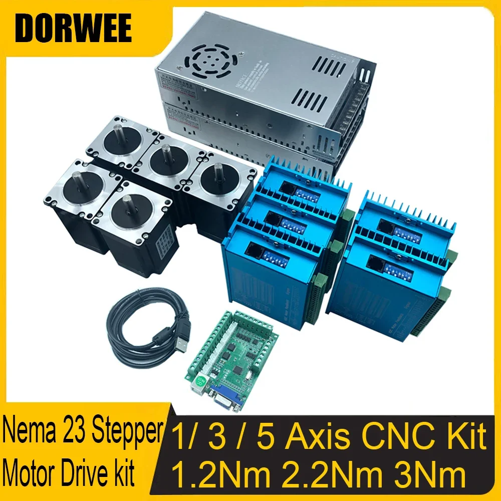 1 3 5 Sets Nema23 Closed Loop Stepper Motor Drive 1.5 2.2 3Nm DC Hybird Servo Motor Kit DSP 2 PH with Encoder for CNC Router