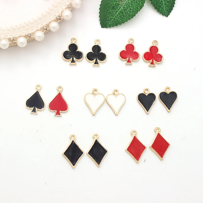 20pcs/Lot Enamel Playing Card Shape Enamel Charms KC Gold Color Tone DIY Jewelry Bracelet Earring Making Pendants