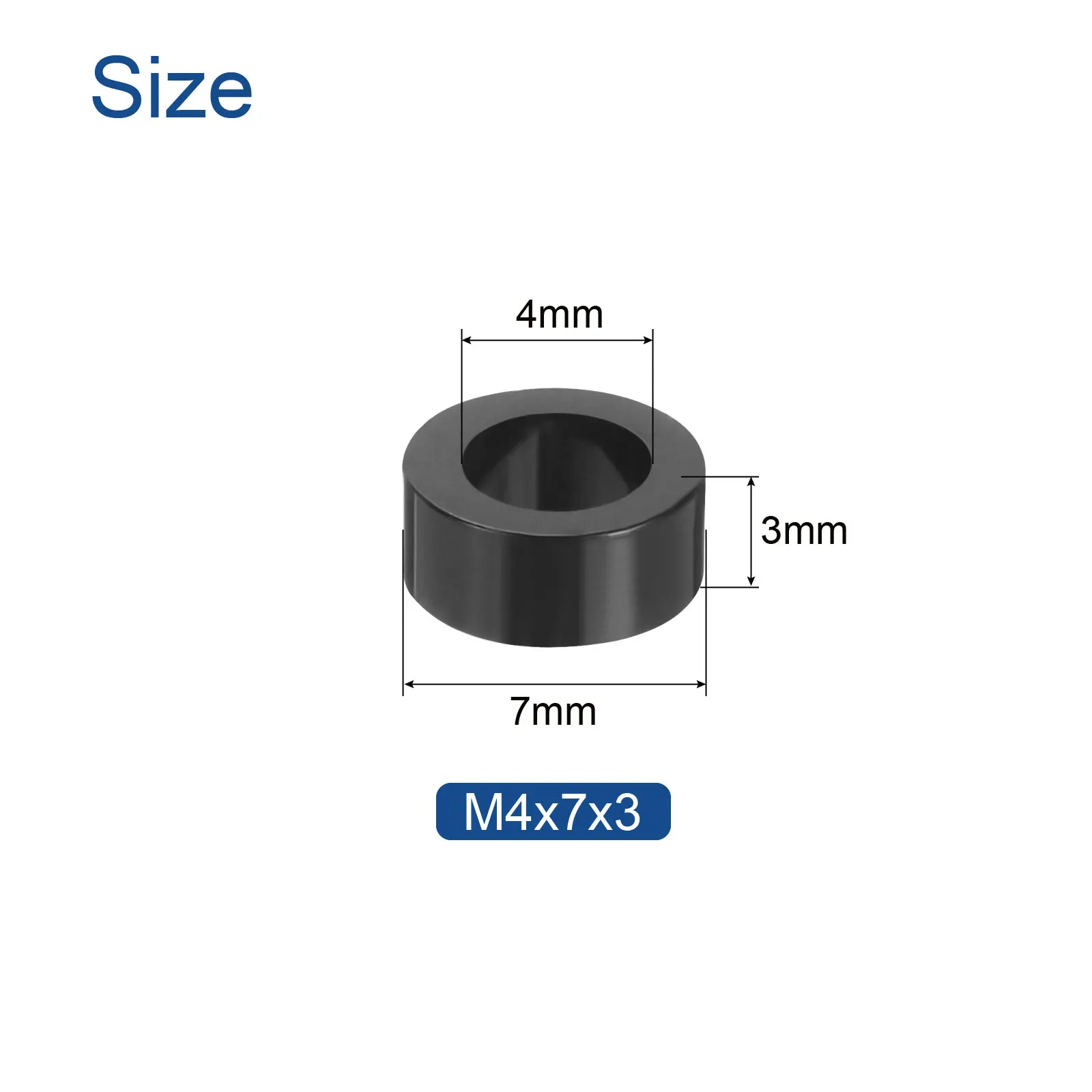 100Pcs Nylon Round Spacers 4mm ID 7mm OD Insulation Round Screws Spacers 3mm 4mm 6mm 10mm 18mm 20mm Height Screws Spacers Black