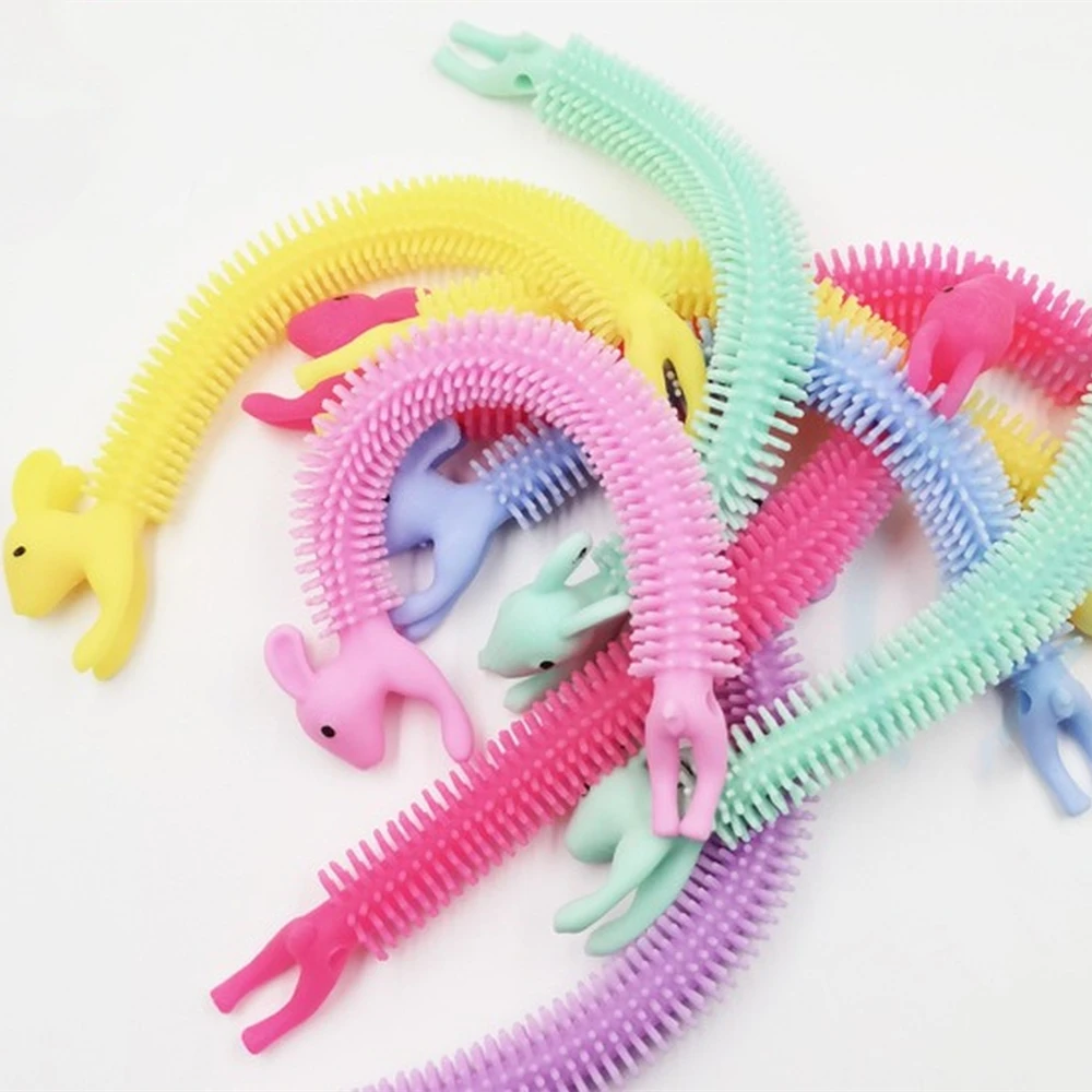 5PCS Worm Noodle Stretch String TPR Rope Anti Stress Toys String Fidget Autism Vent Toys Decompression Toy