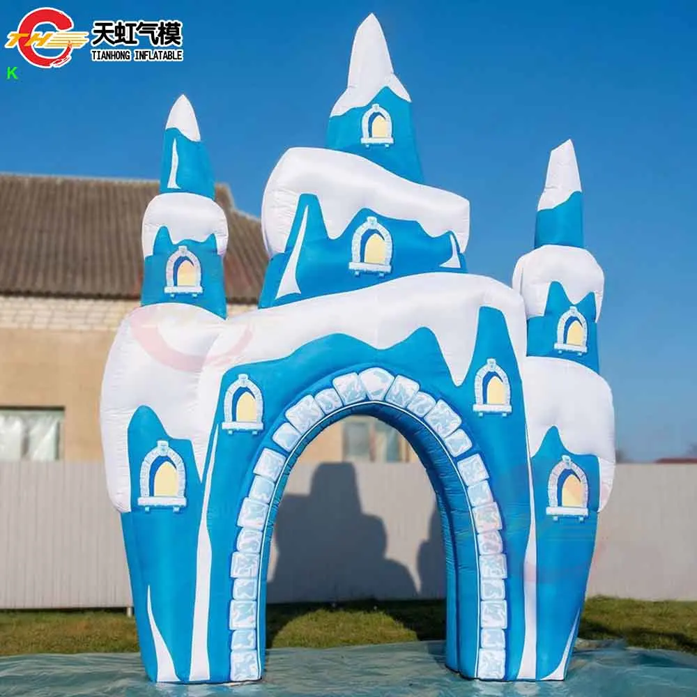 

Быстрая доставка ледяная тема надувная туннельная арка на заказ снежный замок надувная арка ворота или зимнее карнавальное украшение для вечеринки