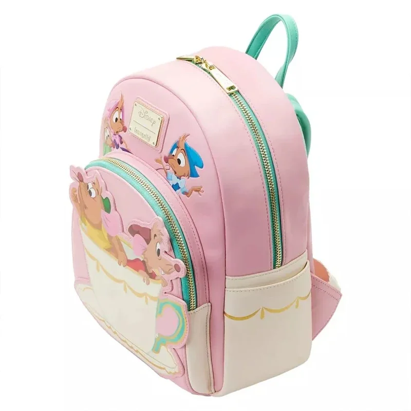 New Disney Cinderella Cartoon Backpack Mini Women's Leisure Backpack Pu Leather High Quality Cartoon Fashion Girl School Bag