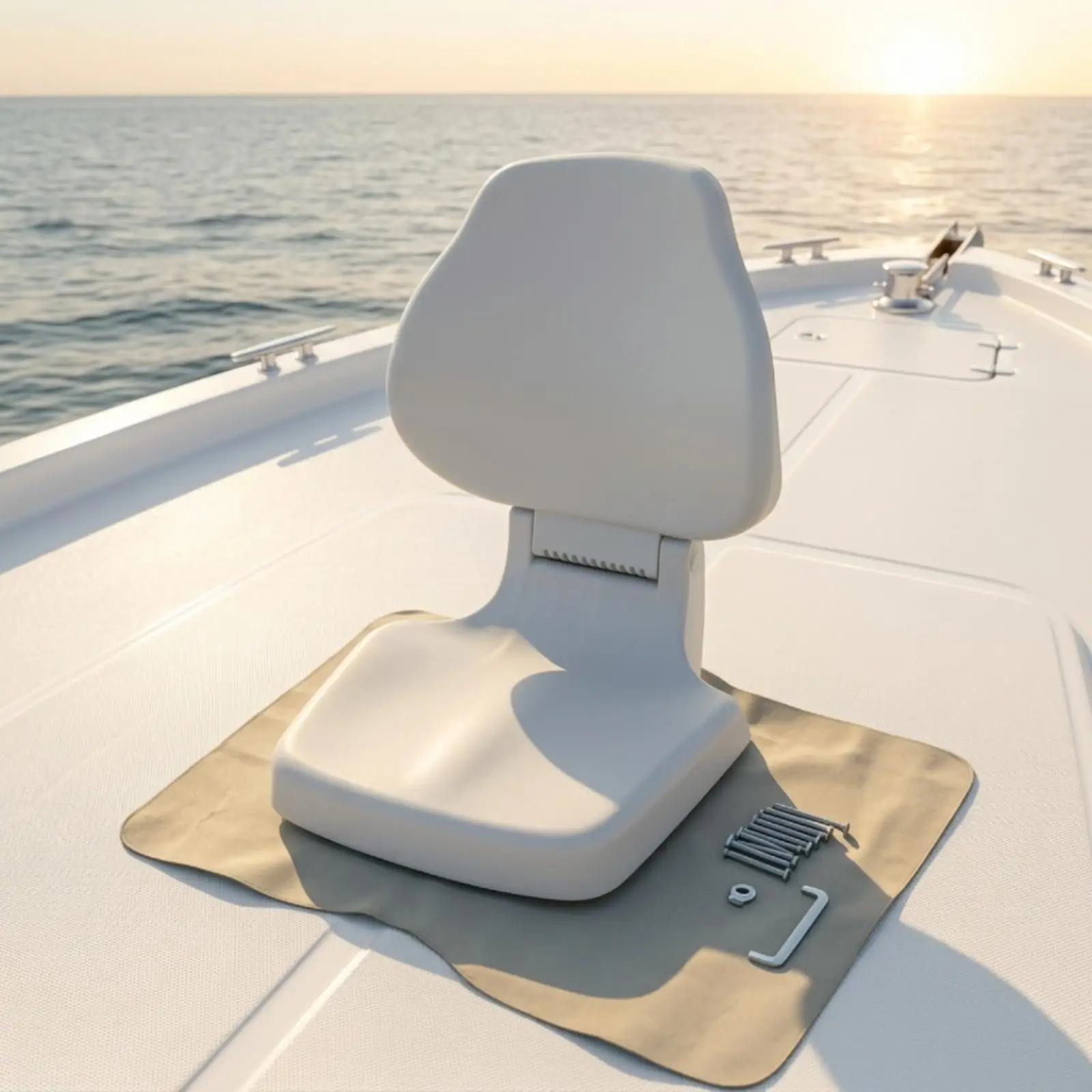Lure Stool Seat Nautical-Style Boat Seat with Backrest Contoured Boat Chair with Backrest for Anglers, Boaters, Fishing, Boats,