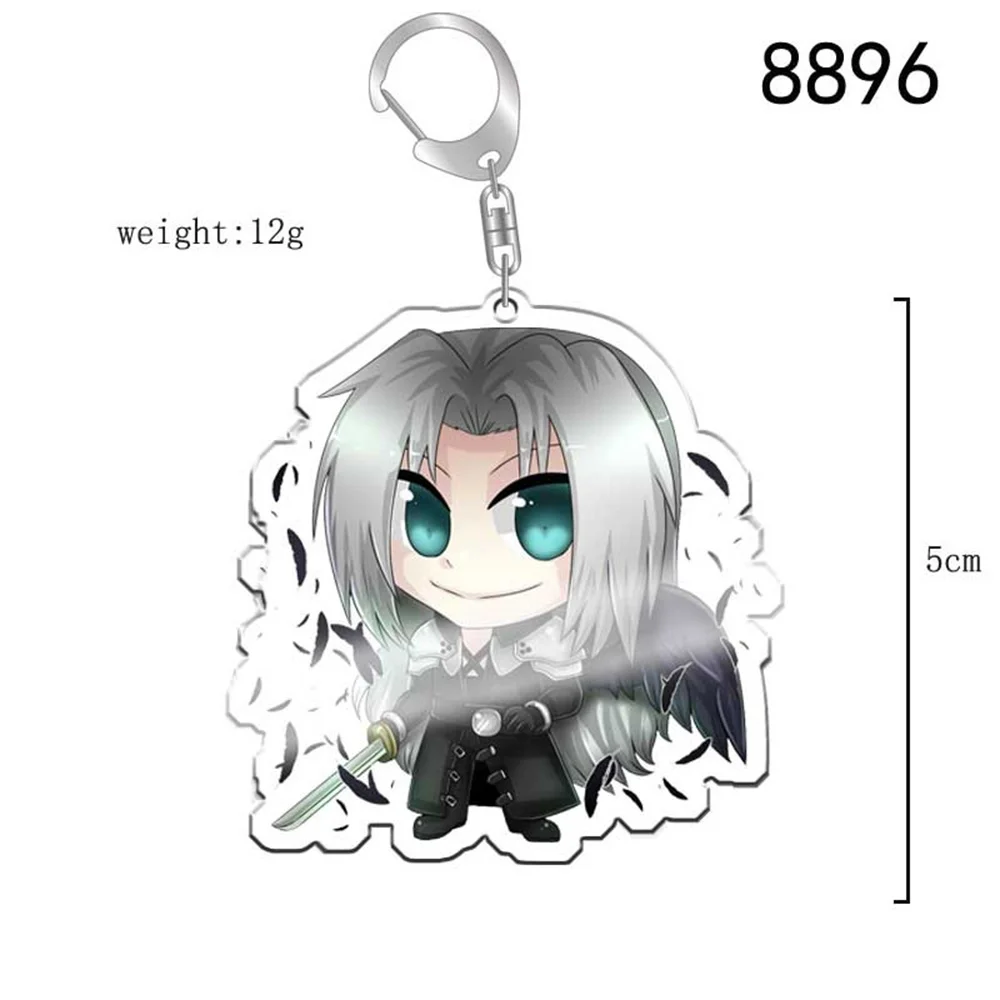 Hot FINAL FANTASY Cartoom Anim Acylic Can Key Chain Ring Jewelry Girl Boy School Bag Accessories Fans Gifts