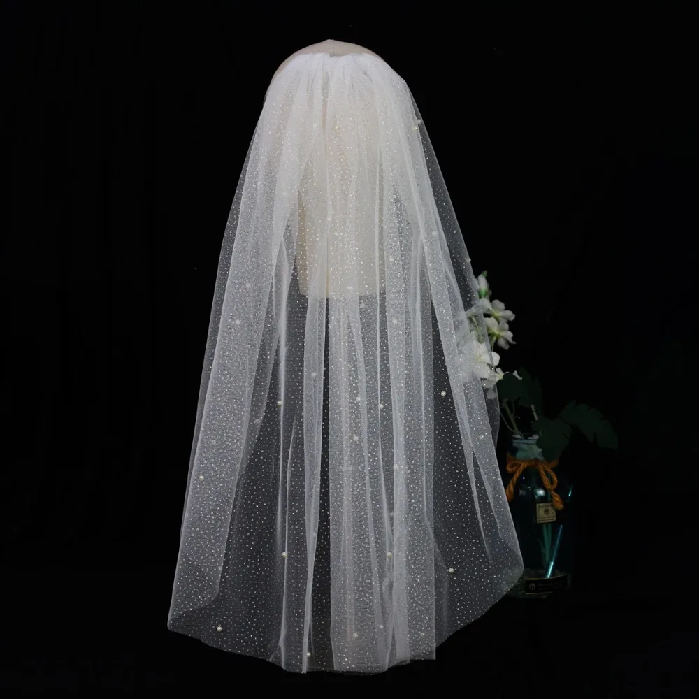 

Wedding Bridal Headdress Full Of Sweet Quality Brief Ladies' Lace Bead Veil With Big Bow