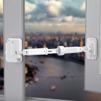 Perforation-free Window Limiter ABS Adjustable Self Adhesive Falling Prevention Anti-theft Window Locks Child Safety Buckle