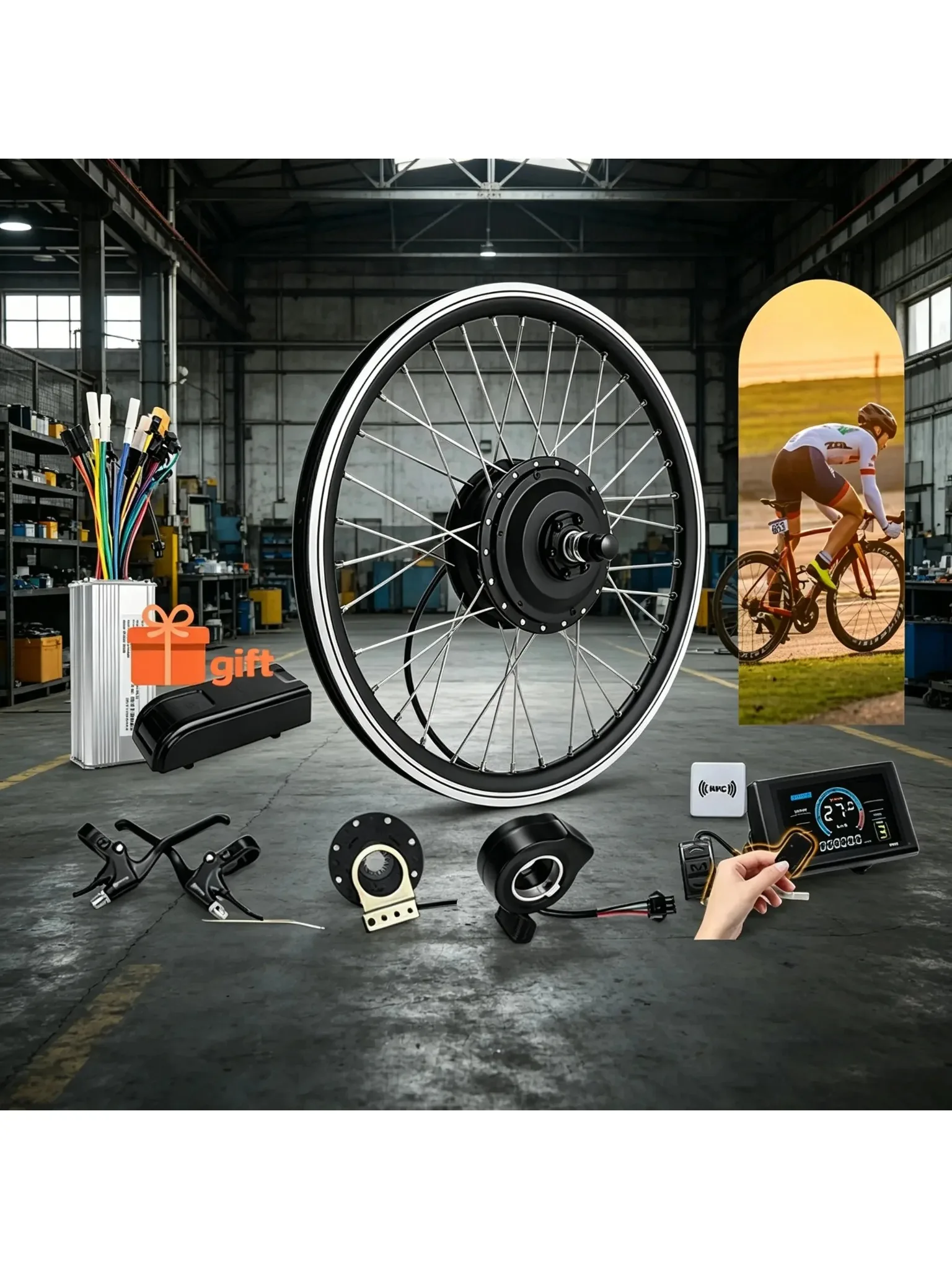 AliExpress kun ray 500W Electric Bike Conversion Kit 20in 26in Rear Front Wheel Motor 350W 250W Kit S966 NFC Display мотор колесо для велосипеда