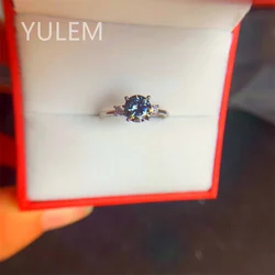 D Color VVS1 Gray Moissanite Ring Women Jewelry Plated Engagement Ring with Gra Anniversary Gif