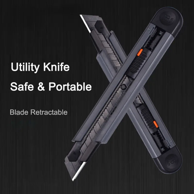 Rafford 0.79inch Stretch Utility Knife Paper Cutters Carbon Steel Blades Pocket Knife with Safety Lock Handicraft Tool Multifunc