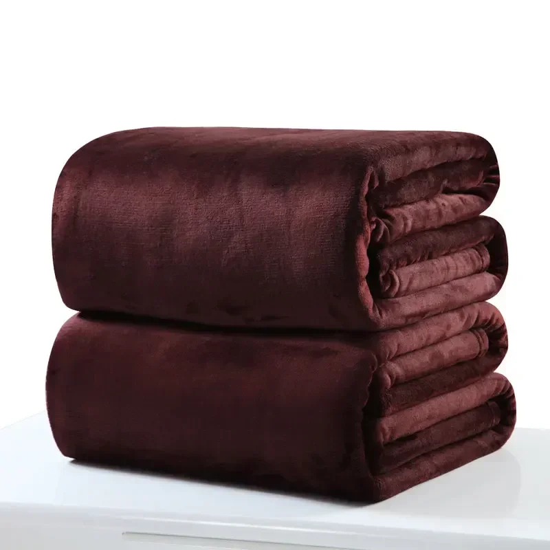 

Soft Solid Color Wool Throw Blanket for Bed Sofa Home Decor Needle Down Duvet Adult Bedspread Cover
