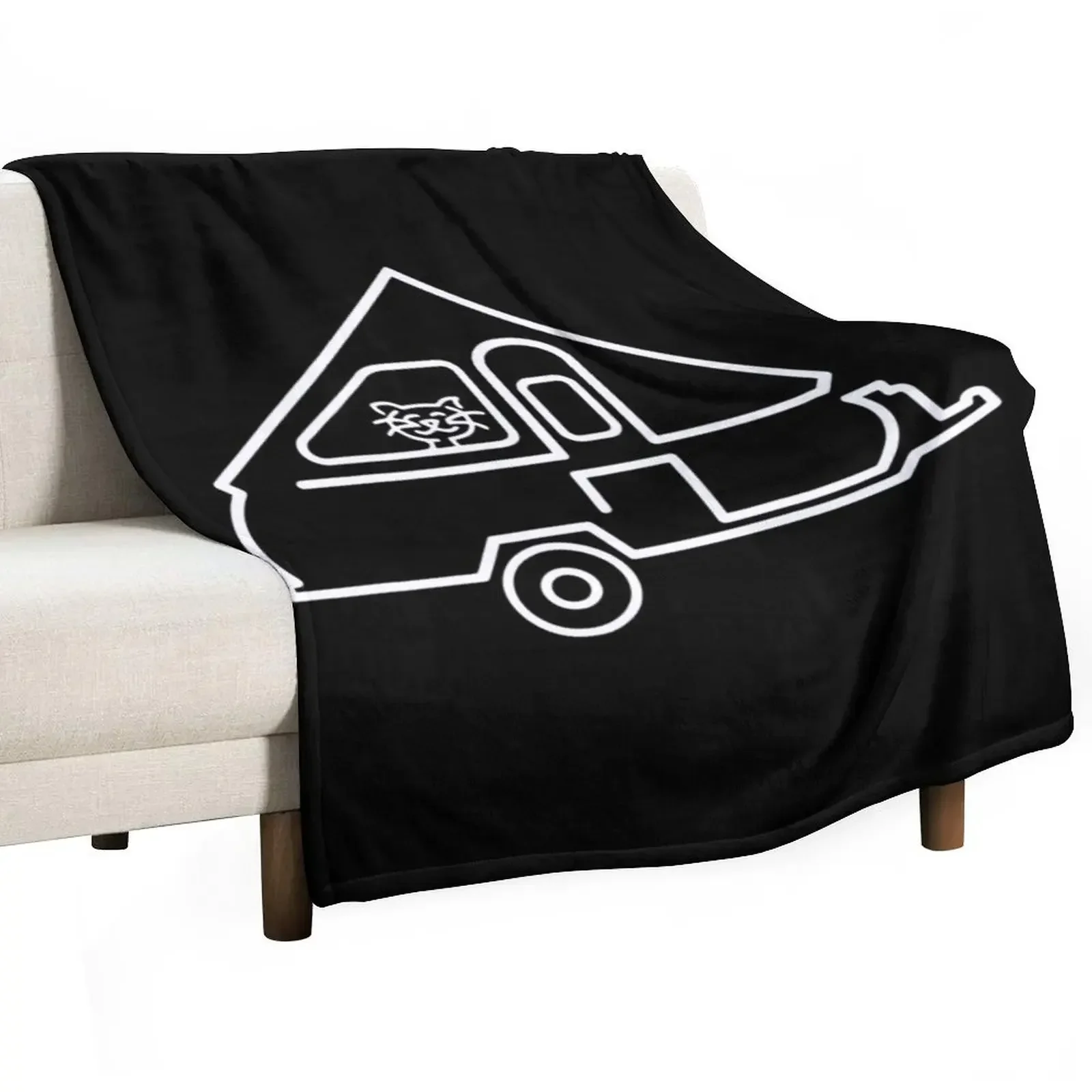 

Cat Aliner A-Frame Trailer Happy Camper Cat Throw Blanket Multi-Purpose wednesday Blankets