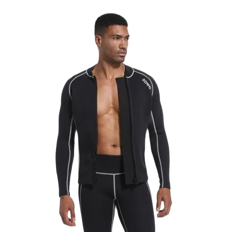 Men/Women 1.5mm CRSC Neoprene Wetsuits Top Jacket Front Zipper Long Sleeves Diving Suit for Swimming Snorkeling Scuba Diver Surf