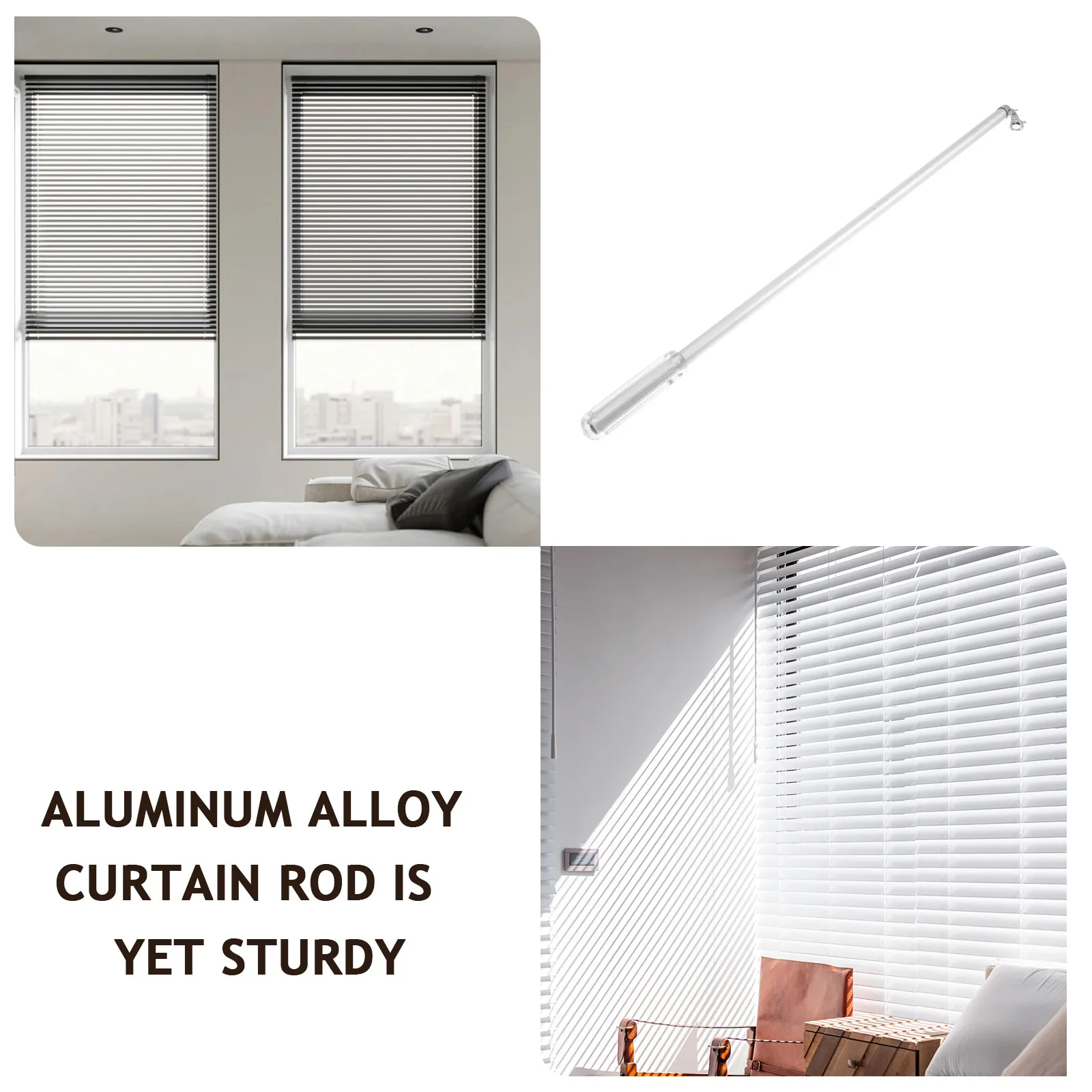 Curtain Pull Wand Aluminum Alloy Manual Drapery Rod Smooth Rust Resistant Lightweight Curtain Stick Puller for Sliding Curtains