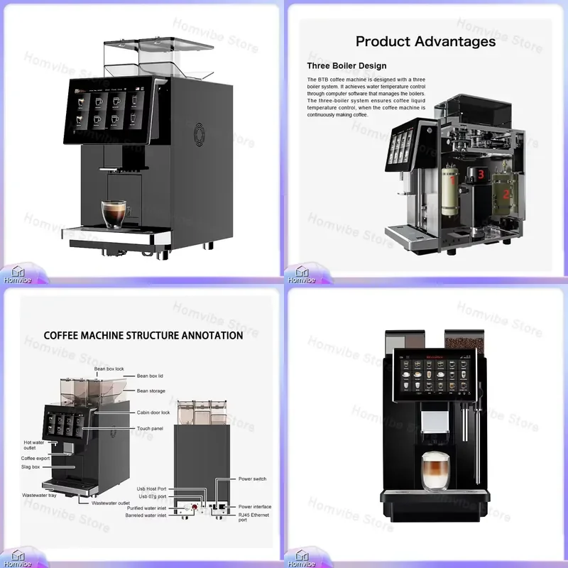 

Commercial Touchscreen Coffee 300 Cups Per Day Espresso Maker for Office Home Barista Fully Automatic Coffee Maker