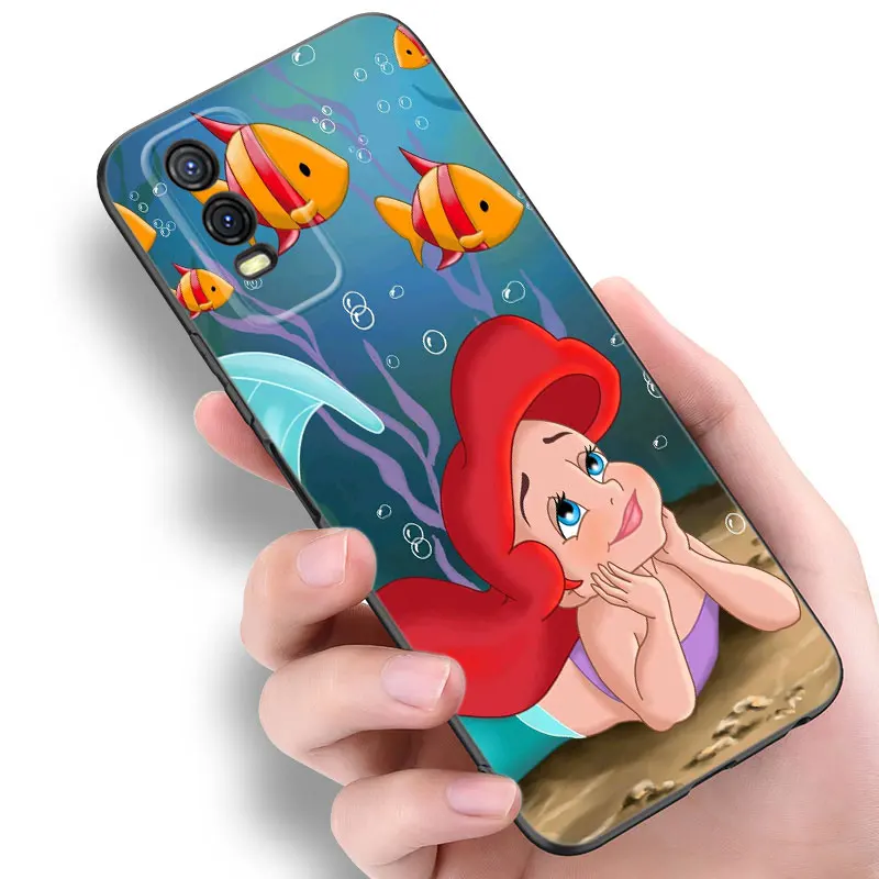 Princess Ariel Disney Black Phone Case For VIVO V27 V29 V30 Pro Y02 Y15 Y17 Y33 Y76 S Y27 Y55 Y78 5G Y16 Y21 Y22 Y35 Y36