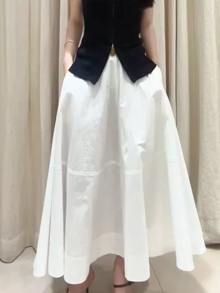 Saia A-Line Branca mata de Cintura Alta, Estilo Solto, Moda Coreana de Verão, Saia de Crimento Médio para Mulheres ...