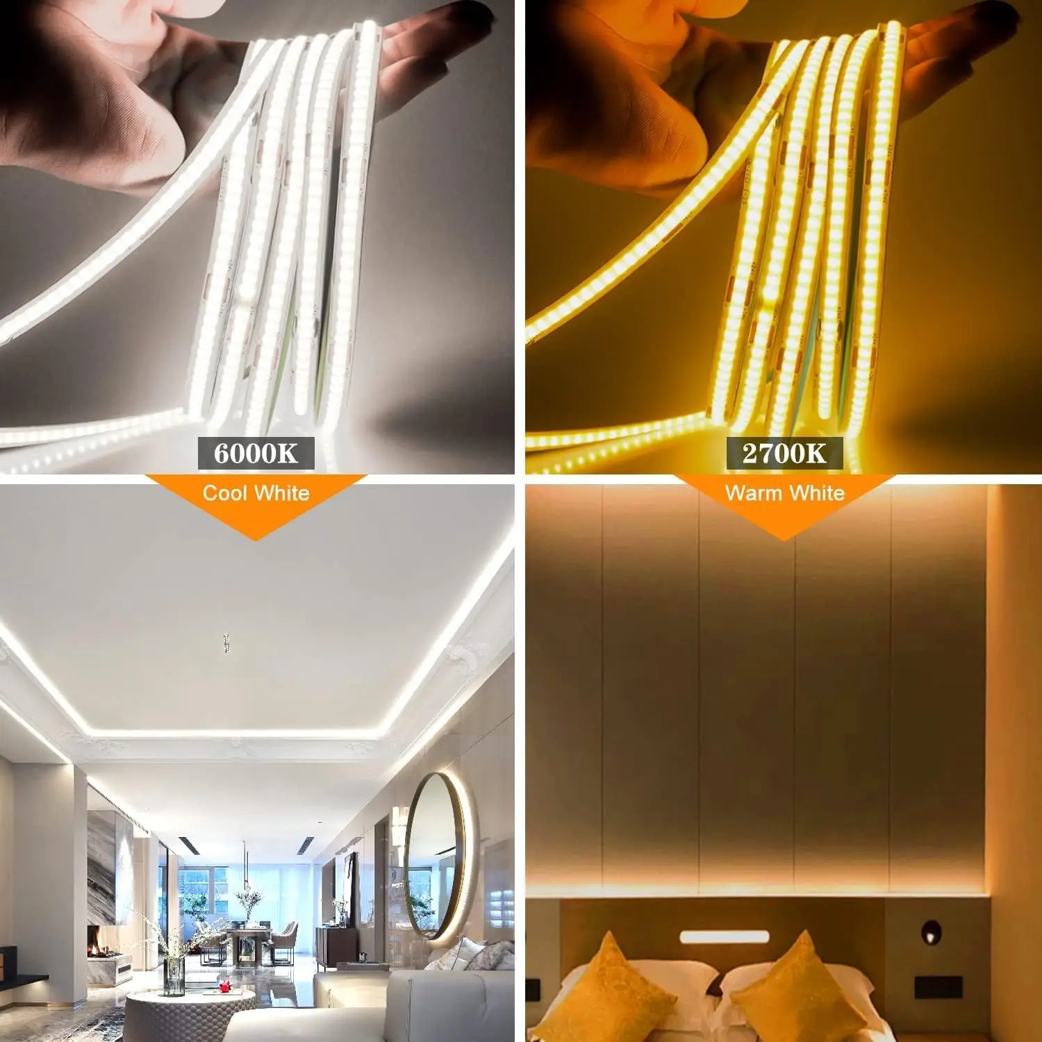 USB 5V COB LED Strip with 4AA Battery Flexible LED Tape Light 320LEDs High Density Linear Light Adhesive Tape Cabinet Backlight