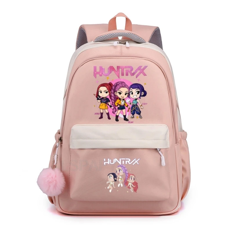 New KPop Demon Hunters Backpack Sweet Soft Large Capacity Student Schoolbag College Students Patchwork Laptop Simple Mochilas