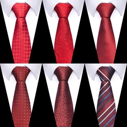 Luxury Wedding Tie 8 cm Tie Red Paisley Floral Gravatas For Men Suit Accessories Fit Formal Party Birthday Gift