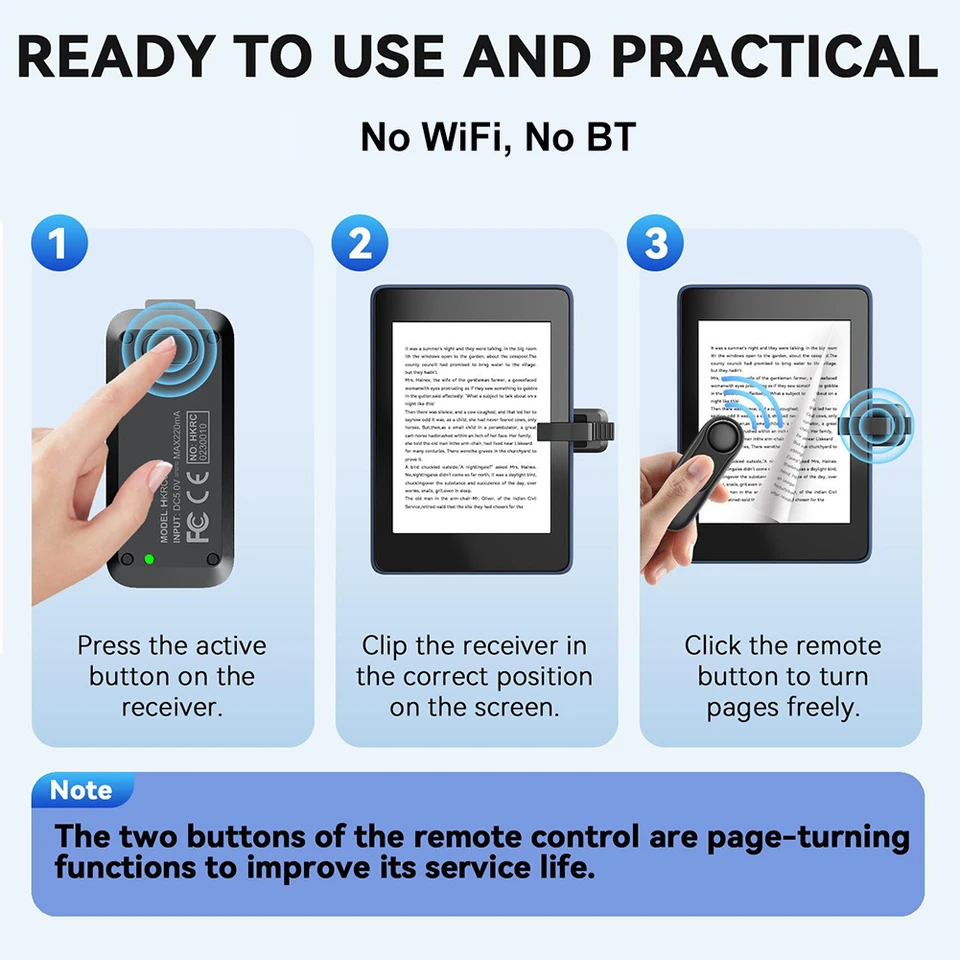 Telecomando RF Per Kindle Paperwhite, Scribe E Oasis – Clicker Remoto Per IPhone, Tablet, Lettura E Registrazione Video (Bianco)