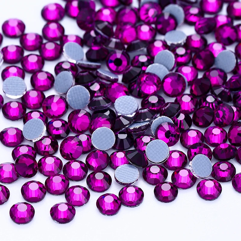QIAO Hot-Fix Glas-Strasssteine Kobaltviolett/Lila Kristall Flache Rückseite SS6-SS30 für DIY-Kleidungsdekorationen zum Aufbügeln – Detail 3