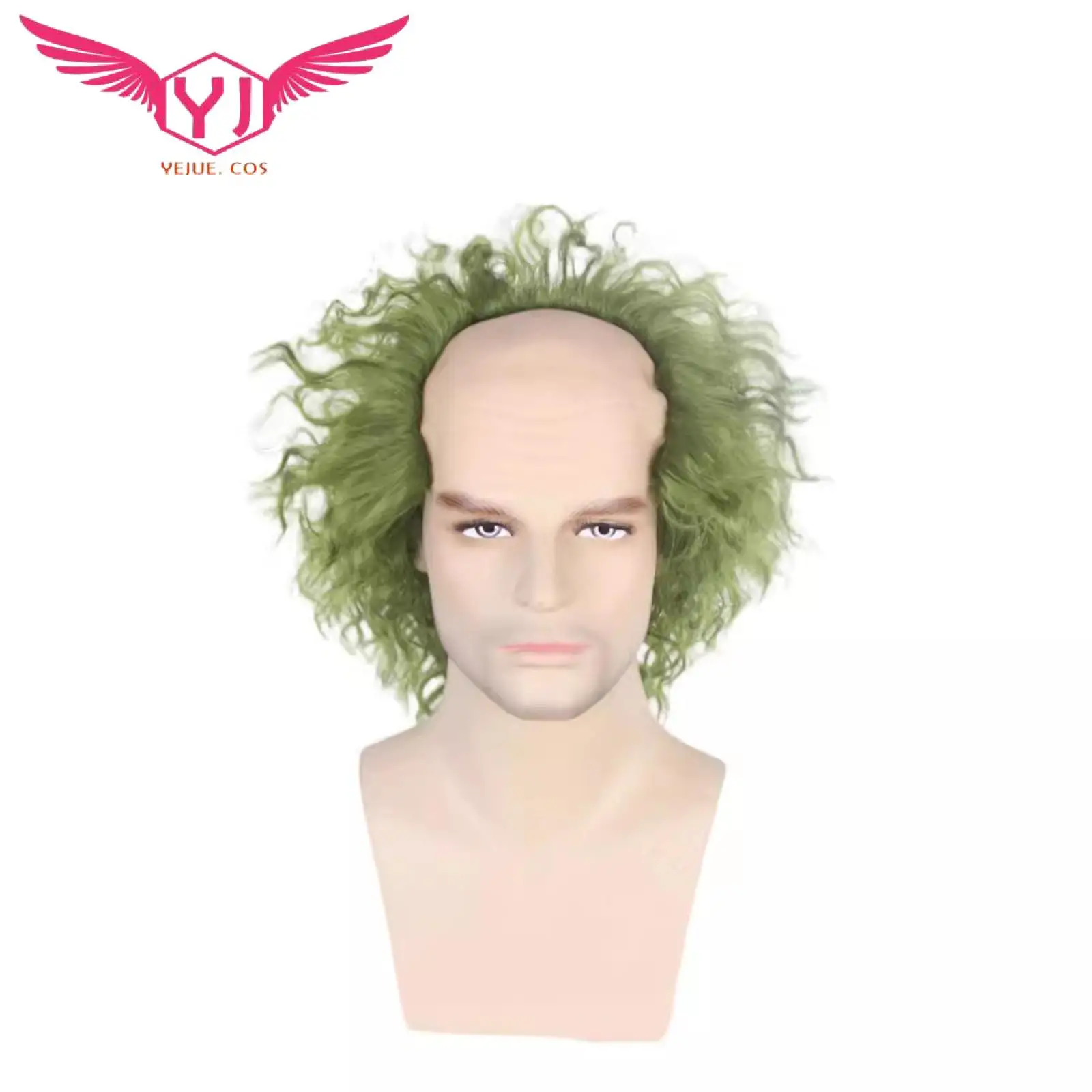 

Receding Hairline Clown Cosplay Wig Archmage Michael Wavy Half Bald Old Man Cosplay Wigs for Women Men Halloween Party Props