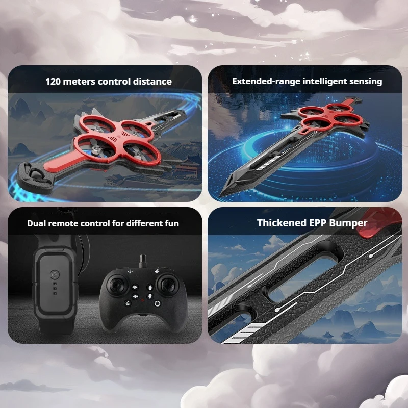 Espada voladora con control remoto de 71cm, avión Rc de juguete con diseño en forma de espada, función flotante de detección de gestos, regalo para niños