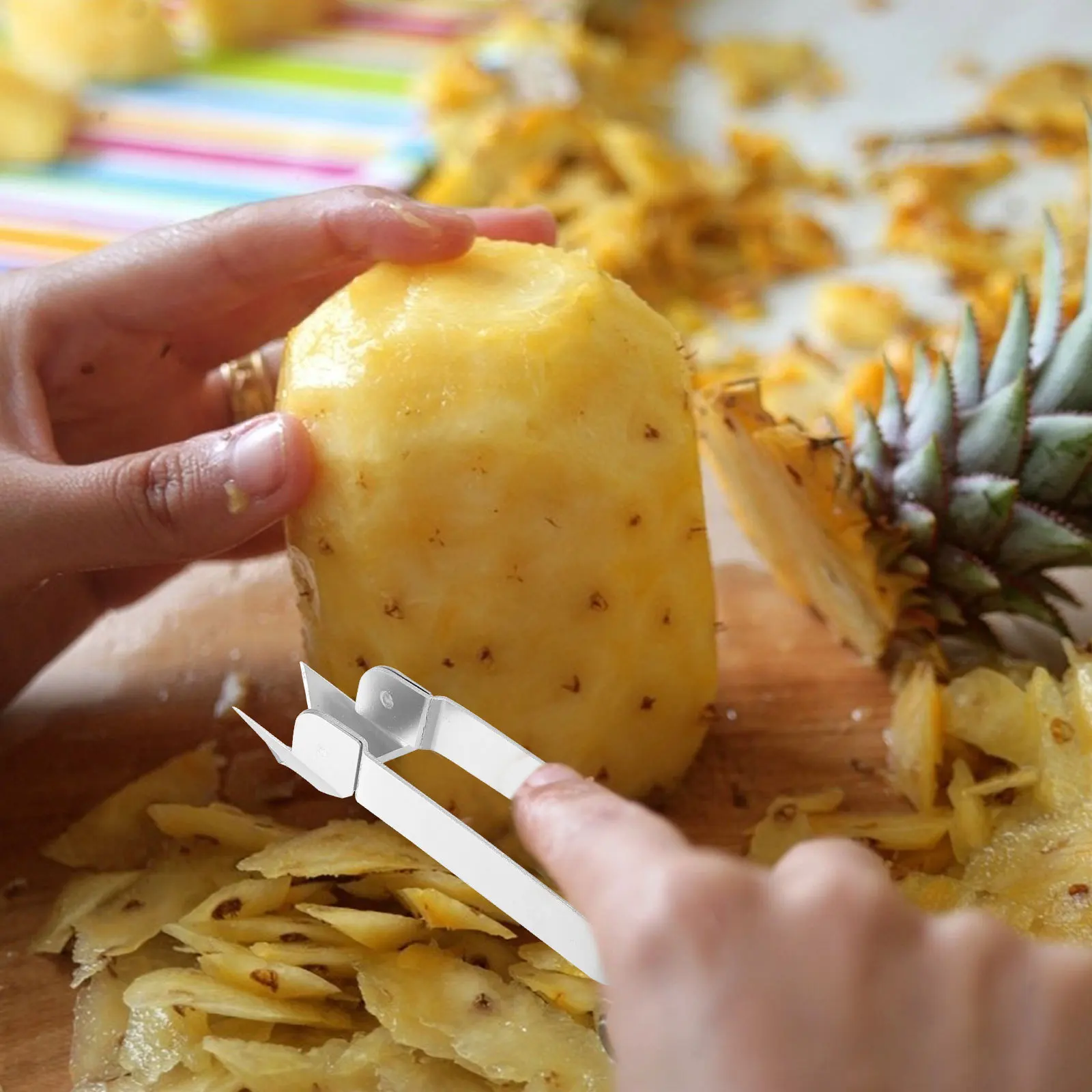 

2Pcs Pineapple Peeler Stainless Steel Practical Cutter Pineapple Eye Remover Kitchen Gadget Fruit Peeler Easy Use