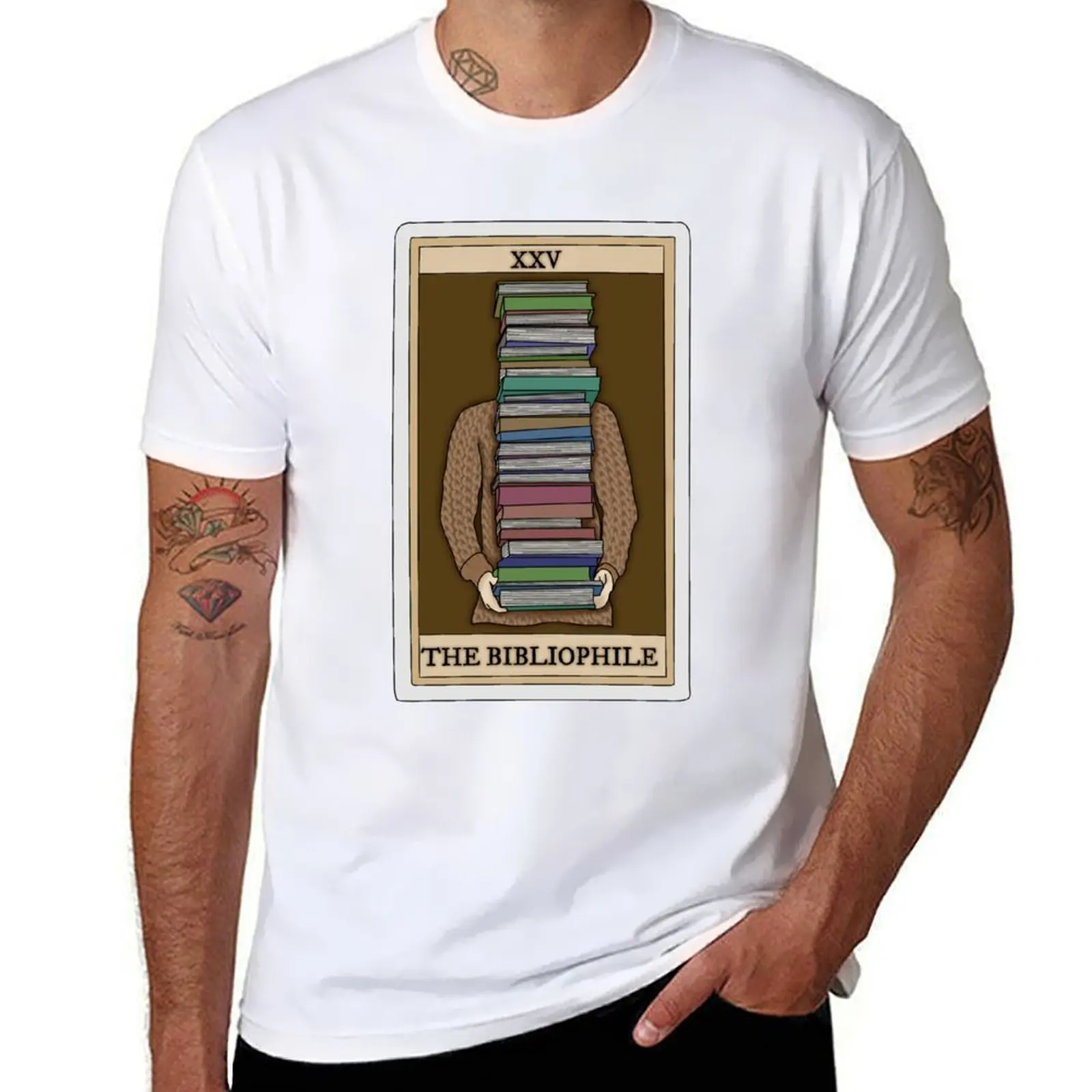 

The Bibliophile (bookish tarot card collection) T-Shirt t shirt for man 100 percent cotton man t shirt cotton