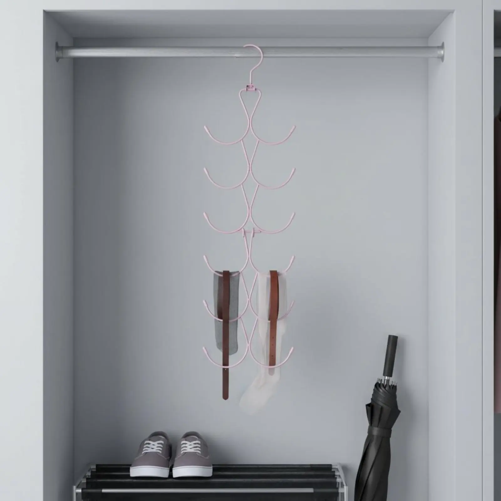 Scarf Hanger Space Saving Tie Rack 6-Tier Accessory Holder Easy Reach Household Storage Sturdy Duty for Wardrobe, Closet