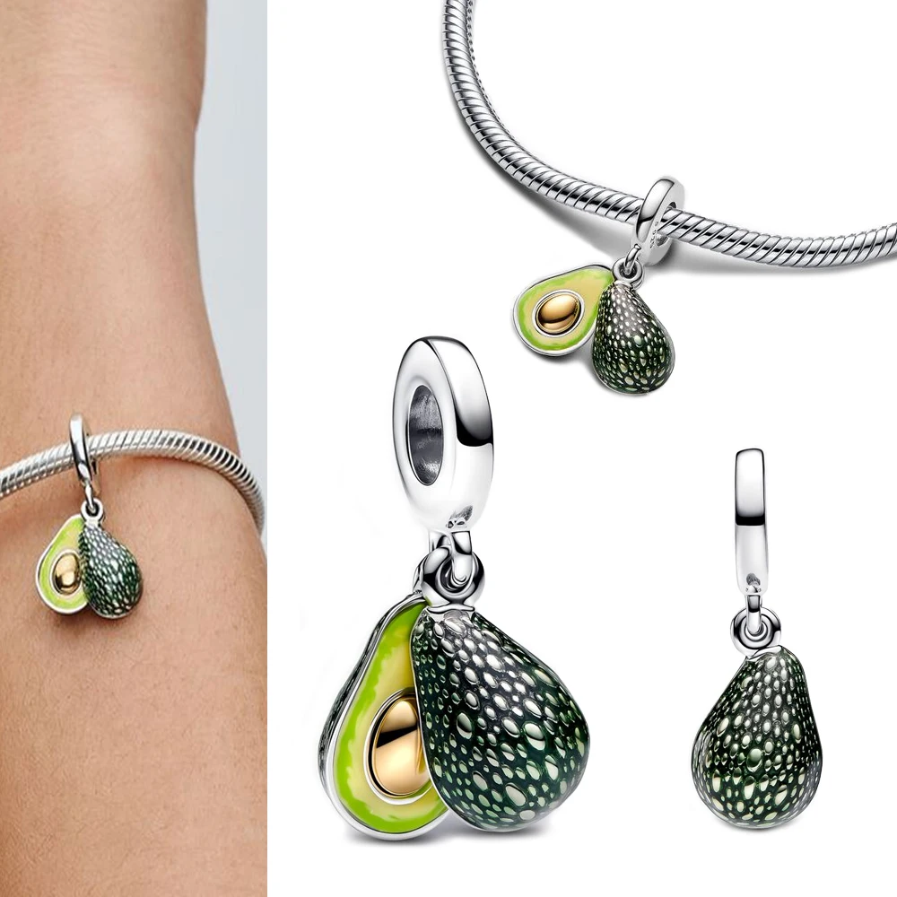 Nuovo argento sterling 925 amicizia opalescente doppio, avvocado e amicizia triplo pendente fascino adatto braccialetto di marca gioielli fai da te