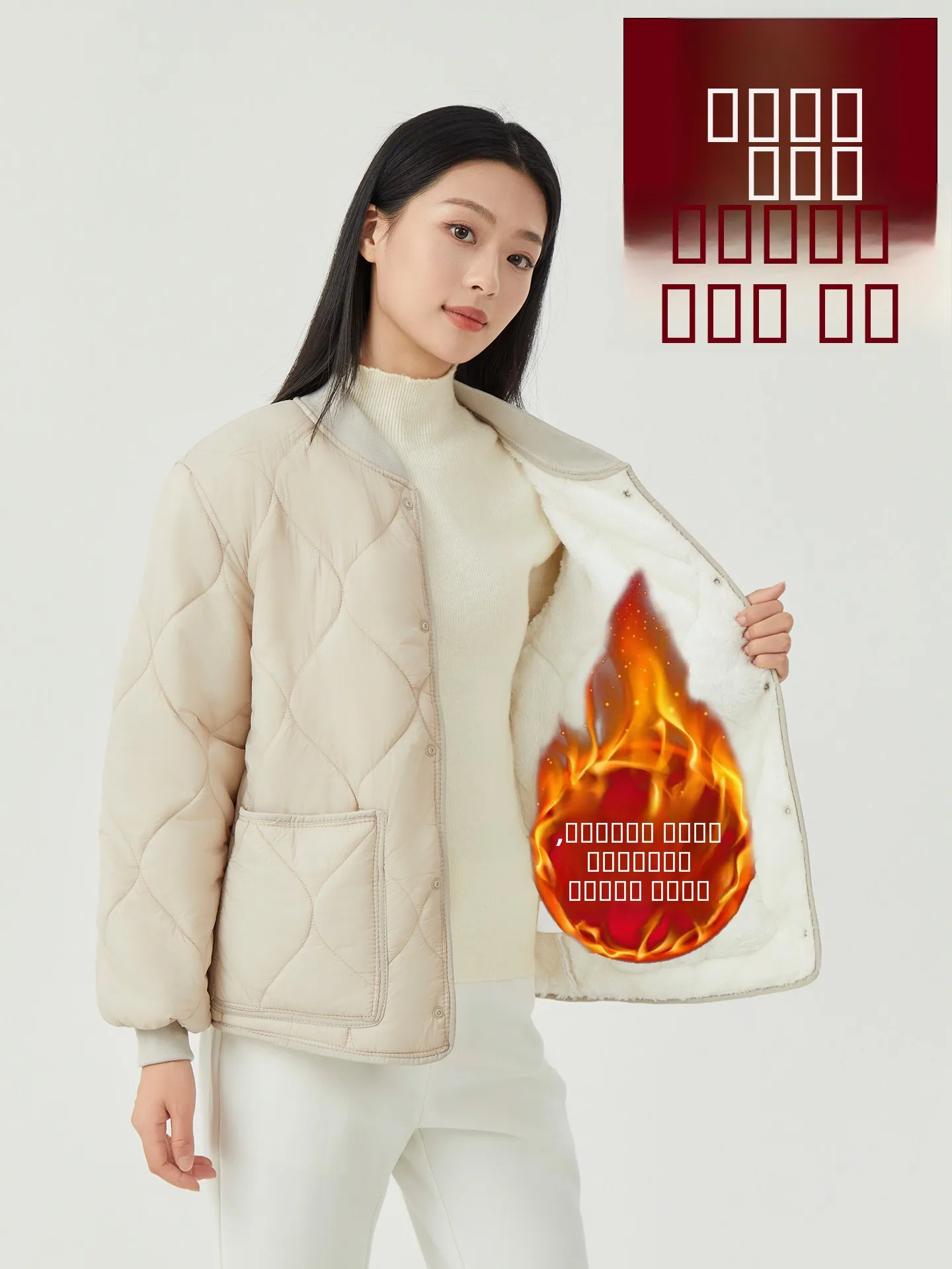 

Thiened Warm Cotton Jaet for Women with Fce Inner Liner Loose Large Size Office Cold Resistance down Cotton Coat