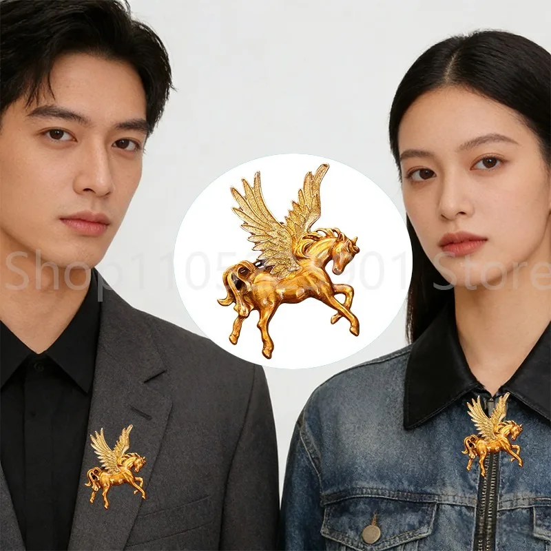 Broche Retro de Pegaso, Pin de solapa en forma de caballo de aleación Unisex, insignia para traje, regalo de joyería de estilo europeo-americano Punk Rock, novedad de 2026