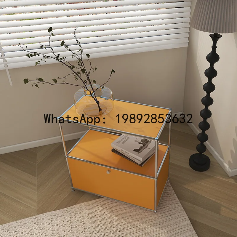 LYY Metal Stainless Steel Modular Combination Cabinet Home Iron Art Leather Sideboard Cabinet