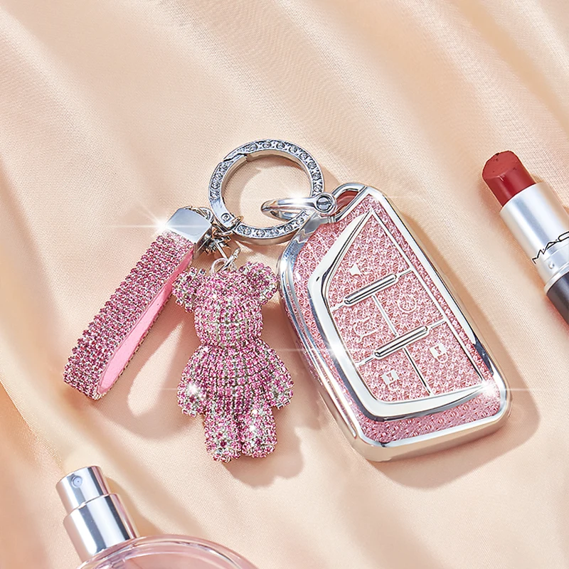 Female Key Case for Cadillac CT4 CT5 ATS CT6 XT5 ESV SRX STS XTS CT4-V C8 Escalade Corvette  5 Button Remote Car Key Case Cover