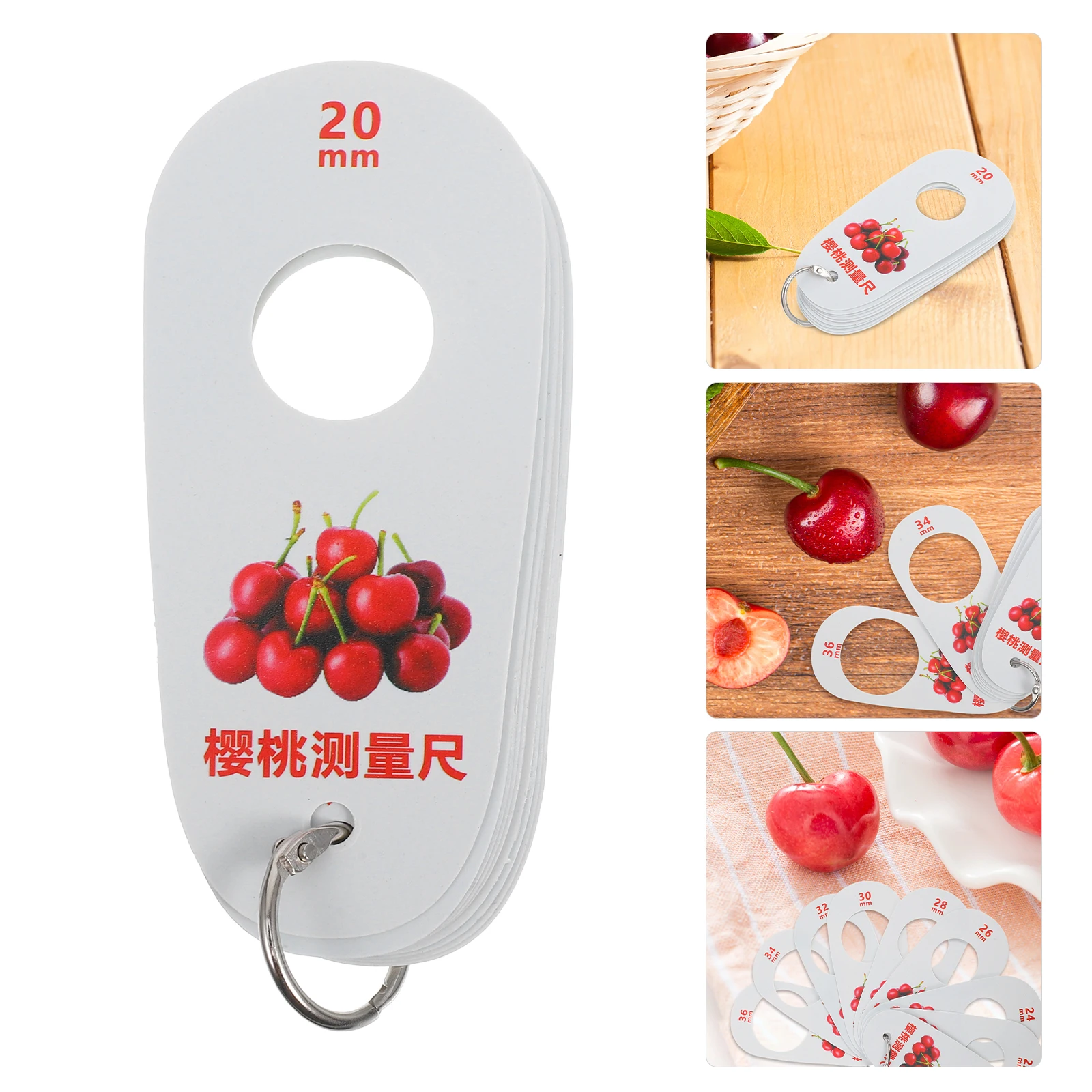

Cherry Measuring Caliper Blueberry Ruler Diameter Cards Plastic Tool Gauge Rings