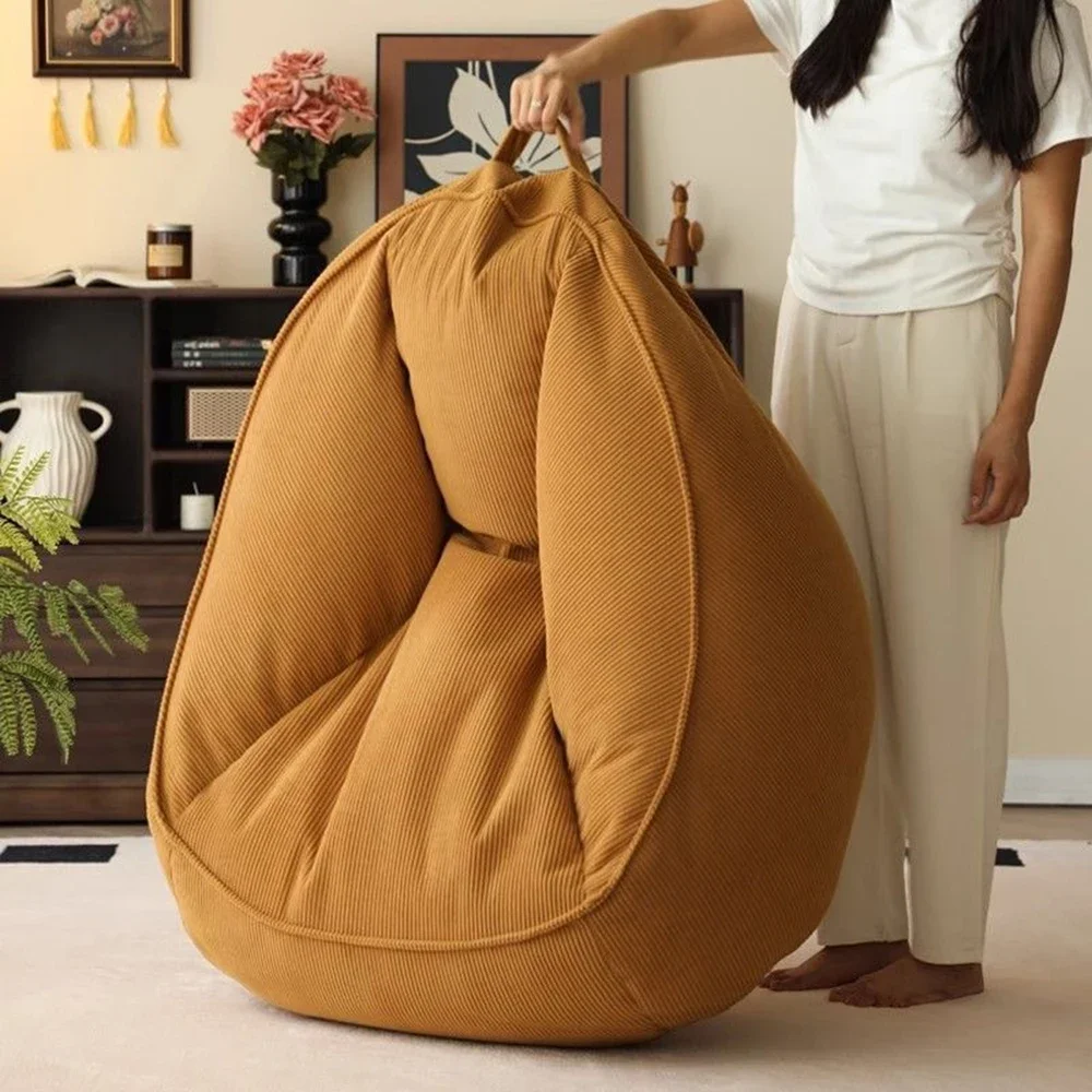 Soft Single Lazy Bean Bag Sofa Upscale Soft Balcony with Footrest Comfortable Sofa Chair Padding Included Home Furniture