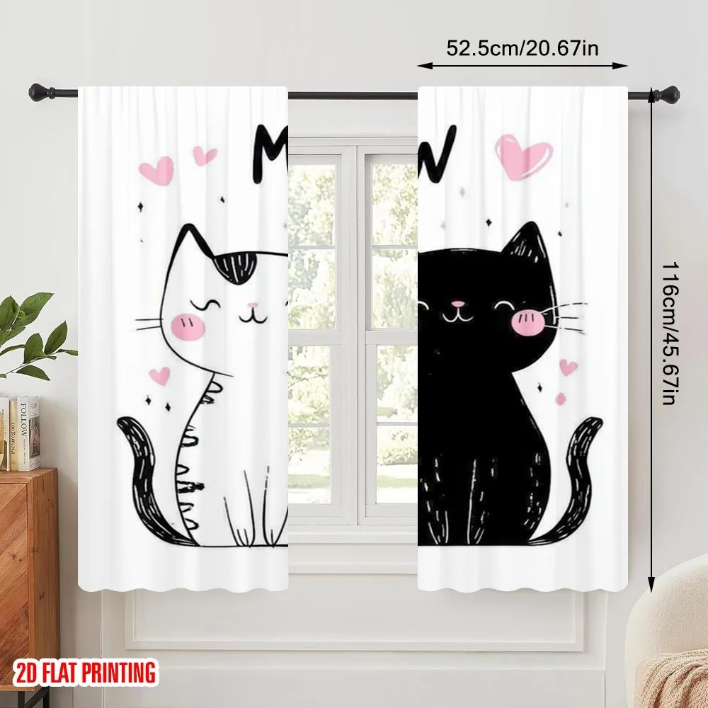 2pcs,2D plane printing Curtain Popular Purrfect Pair Durable Polyester (without rod) Decorations Inside Use for Bedroom & Living