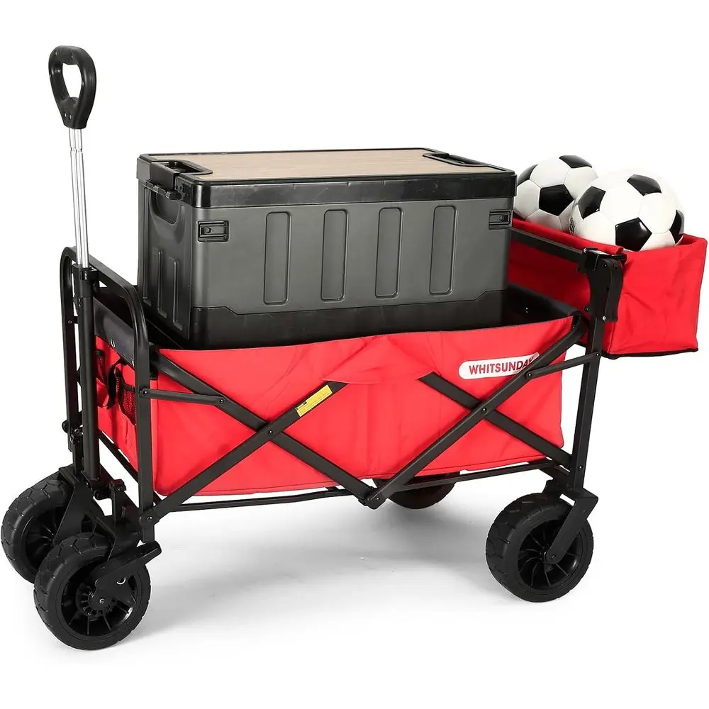 Collapsible Wagon olding Garden Outdoor Park Utility Wagon Picnic Camping Cart with Bearing and Brake 8