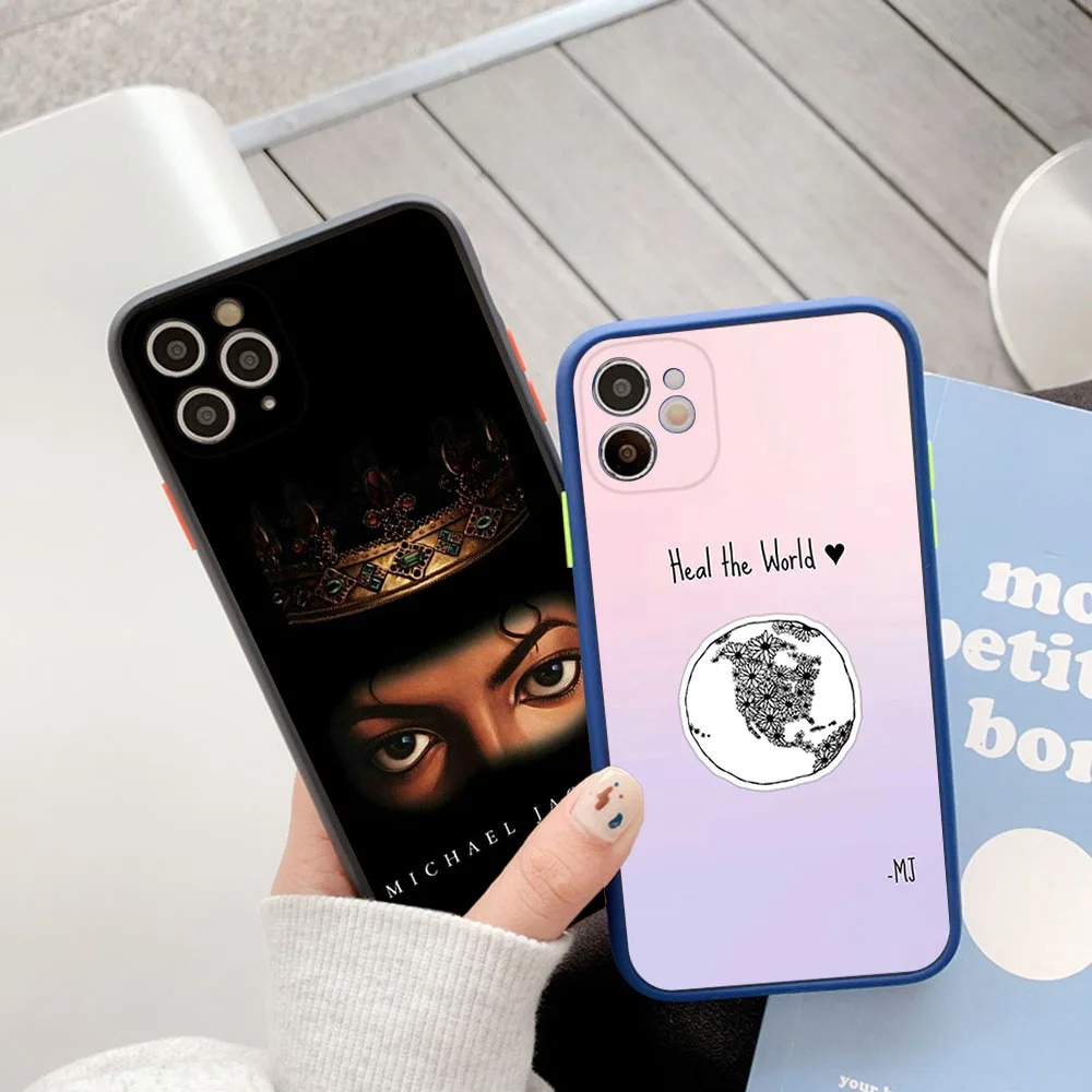 Phone Case for iphone 16Plus 15 14 13 12 11 16 Pro Max 8 7 Plus XS XR X SE Michael Jackson Frosted Translucent Protection Cover